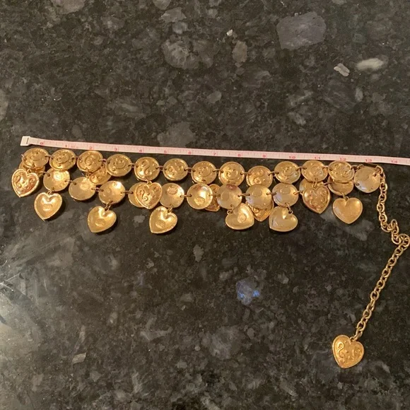 🎉HP🎉 Vintage EDOUARD RAMBAUD PARIS  Heart/Disc gold Belt - Picture 7 of 15